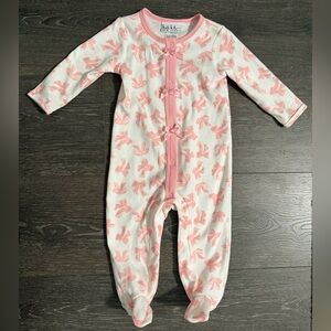 Nicole Miller Pink Bow Pattern Baby Girl Footie